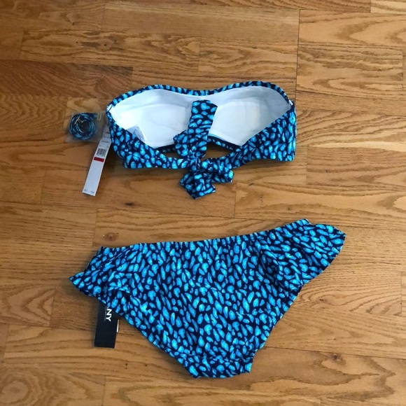NWT DKNY Turquoise Cheetah Bandeau Bikini Sz XS - Picture 5 of 6